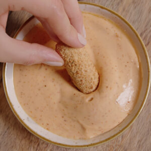 SPICY MAYONNAISE & AIR FRIED MOZZARELLA STICKS
