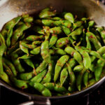 Spicy garlicky edamame